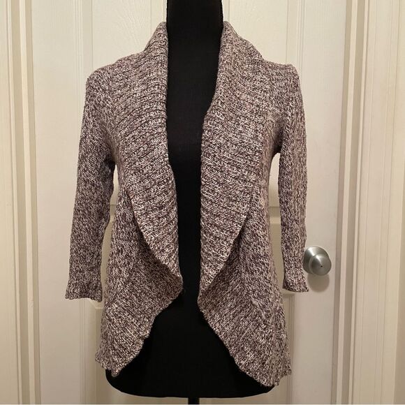 IZ Byer Knit Cardigan Sweater Open Front‎ 3/4 Sleeve Beige Brown Women's Small - Picture 1 of 5